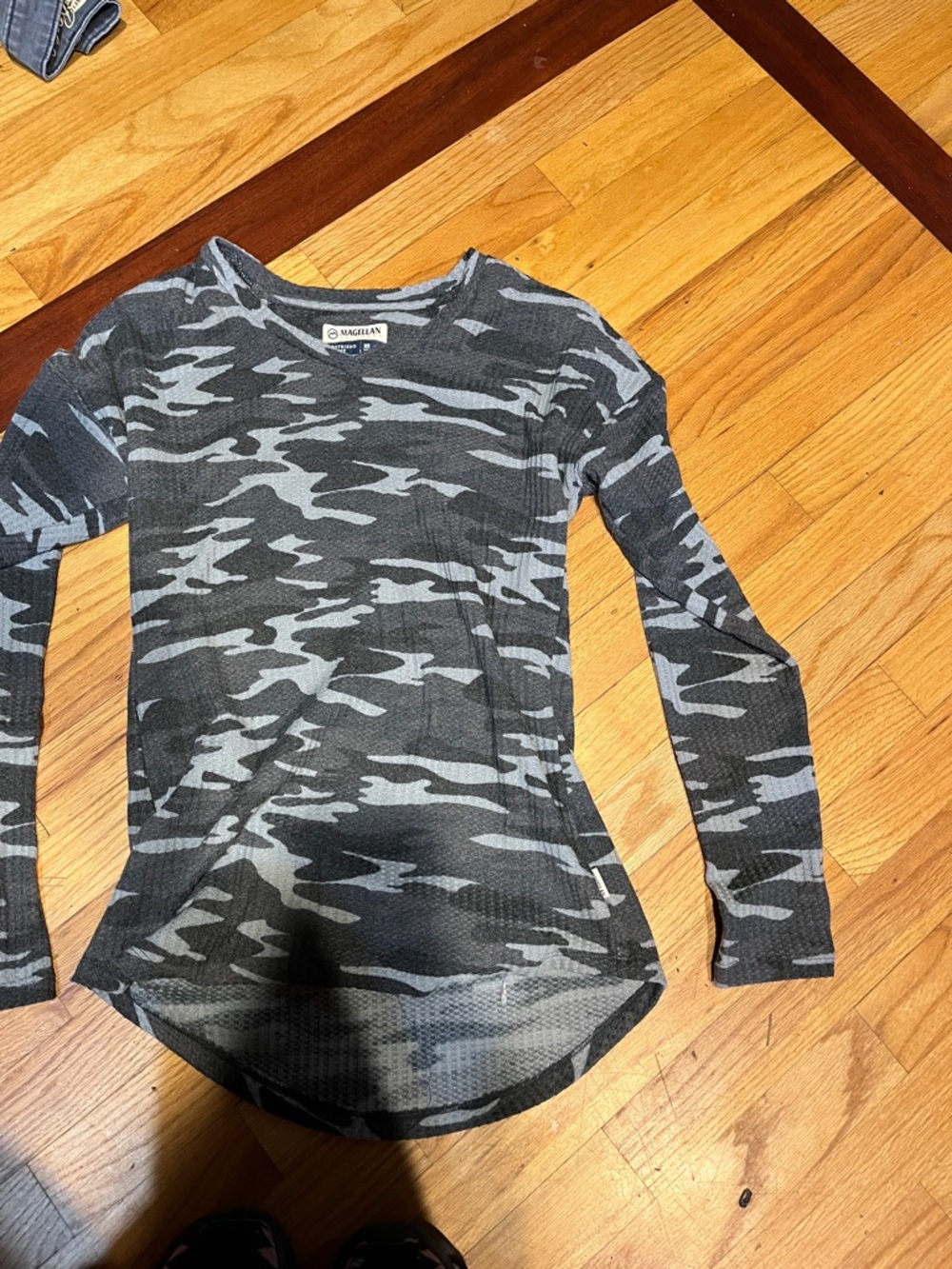 Gray Camo Long-Sleeve Top